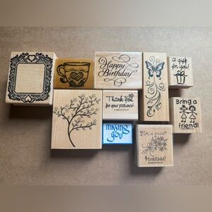 Wooden Stamp Set with Black Designs